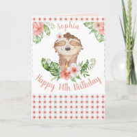 Gepersonaliseerd Happy 14th Birthday Cute Sloth Gi