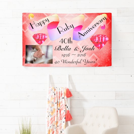 Gepersonaliseerd Happy 40th Wedding Jubileum Spandoek (Insitu)