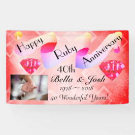 Gepersonaliseerd Happy 40th Wedding Jubileum Spandoek