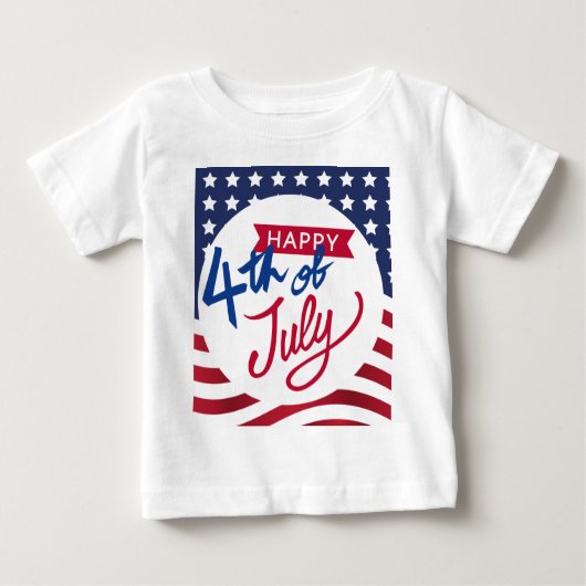 Gepersonaliseerd Happy 4th of July Baby T-shirt (Voorkant)