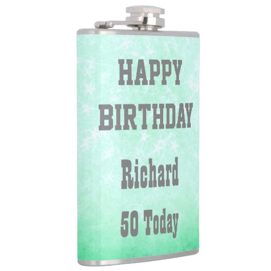 Gepersonaliseerd Happy 50th Birthday-ontwerp Heupfles (Rechts)