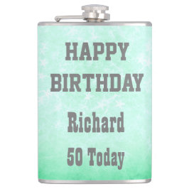 Gepersonaliseerd Happy 50th Birthday-ontwerp Heupfles