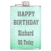 Gepersonaliseerd Happy 90th Birthday-ontwerp Heupfles (Voorkant)