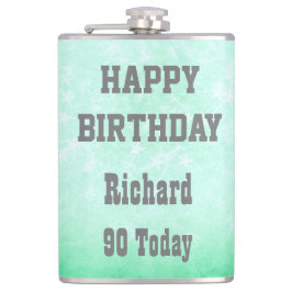 Gepersonaliseerd Happy 90th Birthday-ontwerp Heupfles