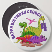 Gepersonaliseerd Happy Birthday Badge - Dinosaur's Ronde Button 6,0 Cm (Voorkant /achterkant)