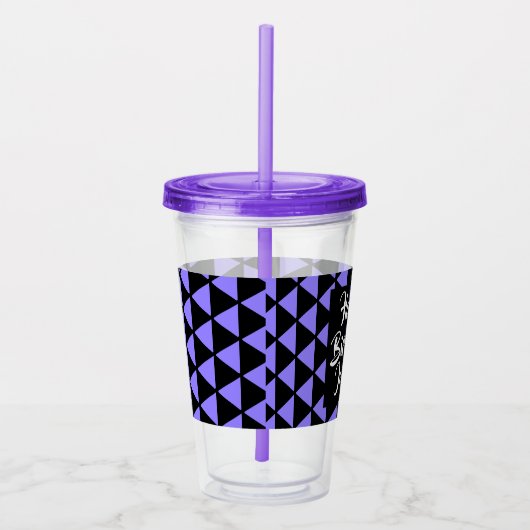 Gepersonaliseerd Happy Birthday Black Paars Acryl Drinkbeker (Rechts)