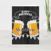 Gepersonaliseerd Happy Birthday Chalkboard Beer Gl Kaart (Voorkant)