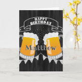 Gepersonaliseerd Happy Birthday Chalkboard Beer Gl Kaart (Gele Bloem)