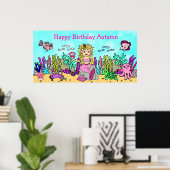 Gepersonaliseerd Happy Birthday Mermaid Poster (Thuiskantoor)