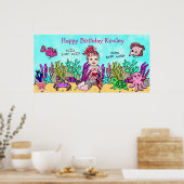 Gepersonaliseerd Happy Birthday Mermaid Poster (Keuken)