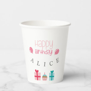 Gepersonaliseerd Happy Birthday Papieren Bekers