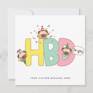 Gepersonaliseerd Happy Birthday Pug Cartoon Dog Ka Feestdagenkaart