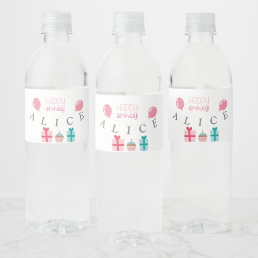 Gepersonaliseerd Happy Birthday Waterfles Etiket (Flessen)