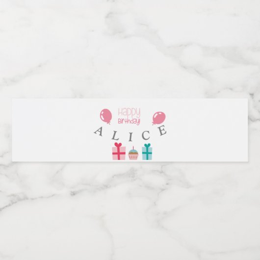 Gepersonaliseerd Happy Birthday Waterfles Etiket (Enkel label)