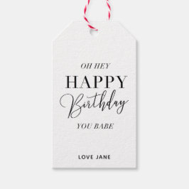 Gepersonaliseerd "Happy Birthday, You Babe" label  Cadeaulabel