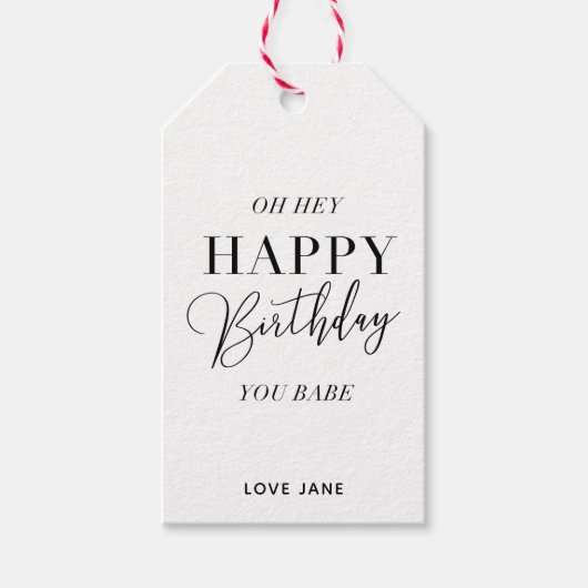 Gepersonaliseerd "Happy Birthday, You Babe" label  Cadeaulabel (Voorkant)