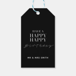 Gepersonaliseerd "Happy Birthday" Zwart Cadeaulabel