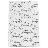 Gepersonaliseerd Happy Birthday Zwart op wit patro Medium Cadeauzakje (Voorkant)