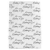 Gepersonaliseerd Happy Birthday Zwart op wit patro Medium Cadeauzakje (Achterkant)