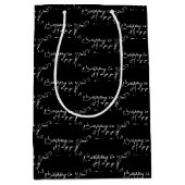 Gepersonaliseerd Happy Birthday zwart-wit Medium Cadeauzakje (Voorkant)