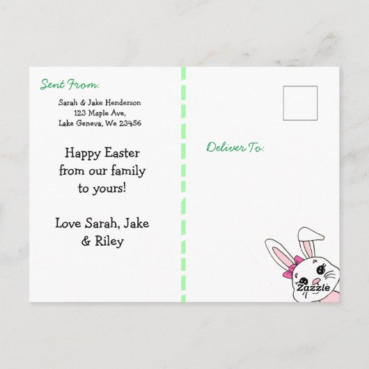 Gepersonaliseerd Happy Easter Briefkaart (Achterkant)