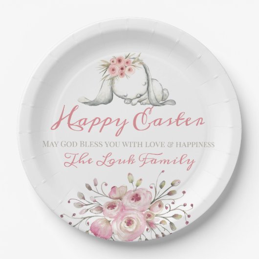 Gepersonaliseerd Happy Easter Party-diner Papieren Bordje (Voorkant)