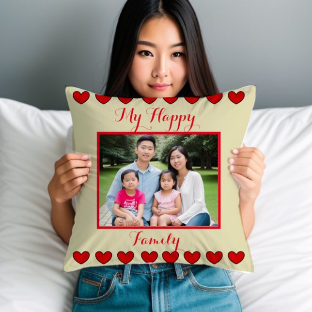Gepersonaliseerd Happy Family Sierkussen met Foto (Creator heeft geüpload)