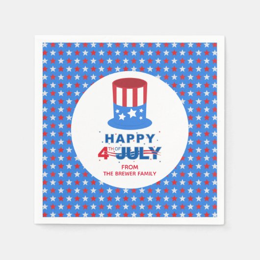 Gepersonaliseerd Happy Fourth of Juli Paper Napkin Servet (Voorkant)