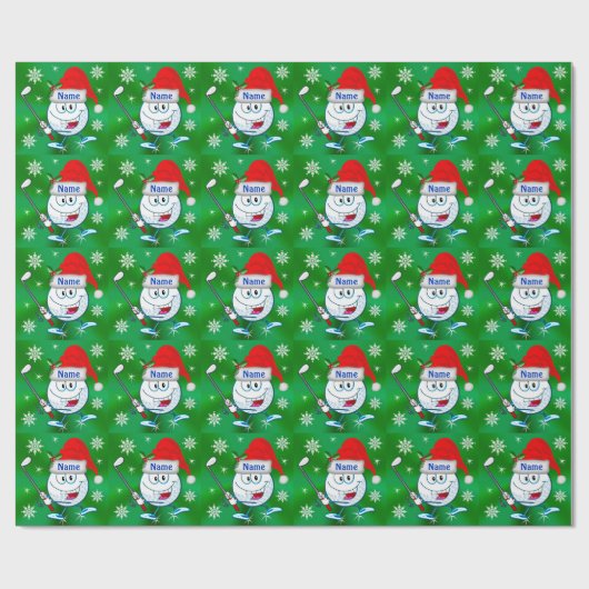 Gepersonaliseerd Happy Golf kerstwrapping papier (Vlak)