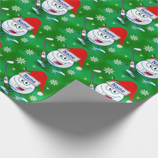 Gepersonaliseerd Happy Golf kerstwrapping papier (Hoek)