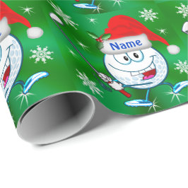 Gepersonaliseerd Happy Golf kerstwrapping papier