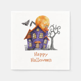Gepersonaliseerd Happy Halloween Haunted House Servet