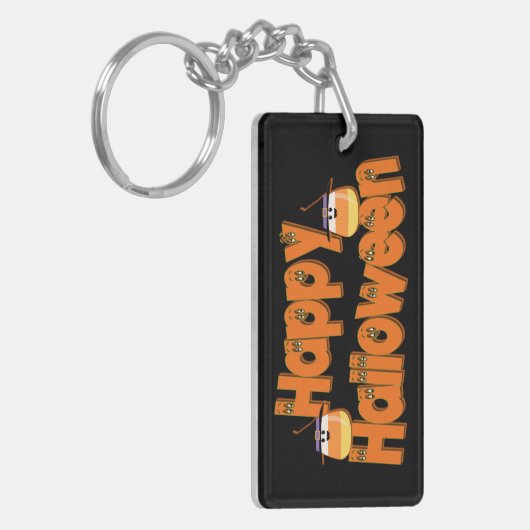 Gepersonaliseerd Happy Halloween Whimsical Sleutel Sleutelhanger (Voorkant Links)