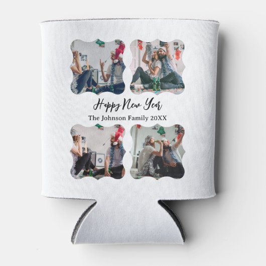 Gepersonaliseerd Happy Nieuwjaar script 4 collage  Blikjeskoeler (Voorkant)