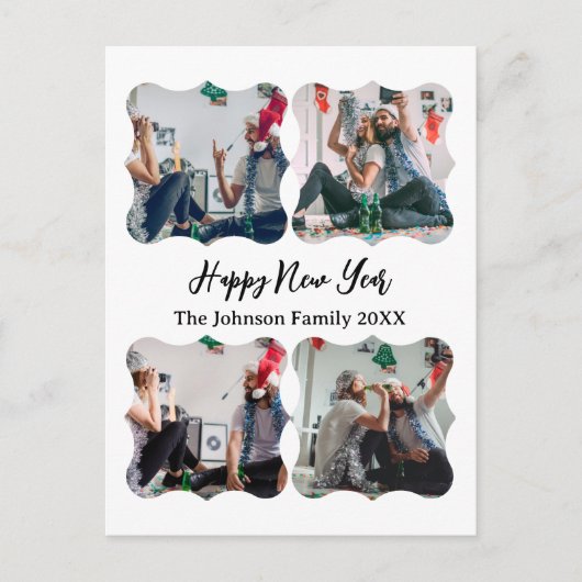 Gepersonaliseerd Happy Nieuwjaar script 4 collage  Briefkaart (Voorkant)