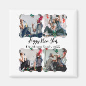 Gepersonaliseerd Happy Nieuwjaar script 4 collage Magneet (Voorkant)