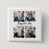 Gepersonaliseerd Happy Nieuwjaar script 4 collage Vierkante Button 5,1 Cm (Voorkant)