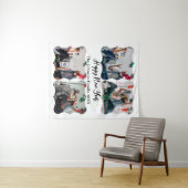 Gepersonaliseerd Happy Nieuwjaar script 4 collage  Wandkleed (In Situ (horizontaal))