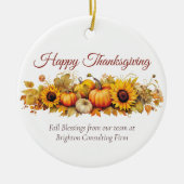 Gepersonaliseerd Happy Thanksgiving Pumpkins Herfs Keramisch Ornament (Voorkant)