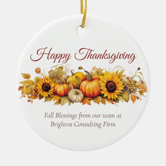 Gepersonaliseerd Happy Thanksgiving Pumpkins Herfs Keramisch Ornament (Voorkant)