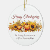 Gepersonaliseerd Happy Thanksgiving Pumpkins Herfs Keramisch Ornament (Links)