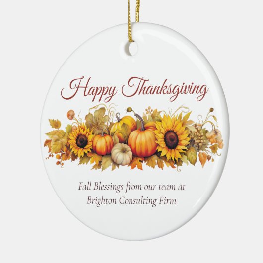 Gepersonaliseerd Happy Thanksgiving Pumpkins Herfs Keramisch Ornament (Links)