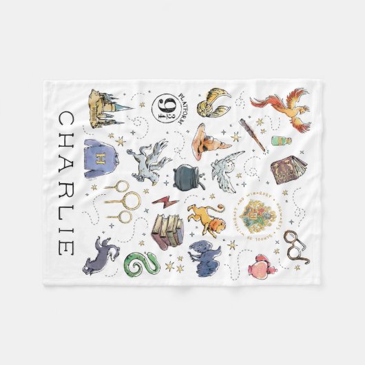 Gepersonaliseerd | HARRY POTTER™-pictogrammen Fleece Deken (Voorkant (Horizontaal))