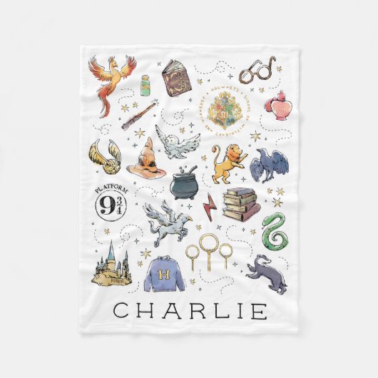 Gepersonaliseerd | HARRY POTTER™-pictogrammen Fleece Deken (Voorkant)