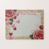 Gepersonaliseerd hart en Roos Legpuzzel (Horizontaal)