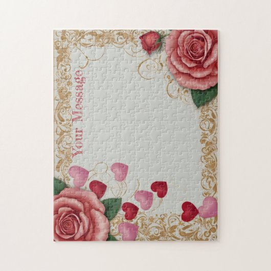 Gepersonaliseerd hart en Roos Legpuzzel (Verticaal)