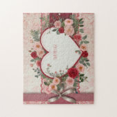 Gepersonaliseerd hart en Roos Legpuzzel (Verticaal)