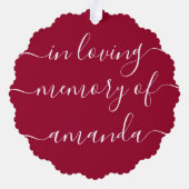 Gepersonaliseerd Hart Foto Memorial Script Ornament Kaart (Achterkant)