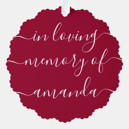 Gepersonaliseerd Hart Foto Memorial Script Ornament Kaart (Achterkant)