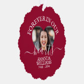 Gepersonaliseerd Hart Foto Memorial Script Ornament Kaart (Rechts)